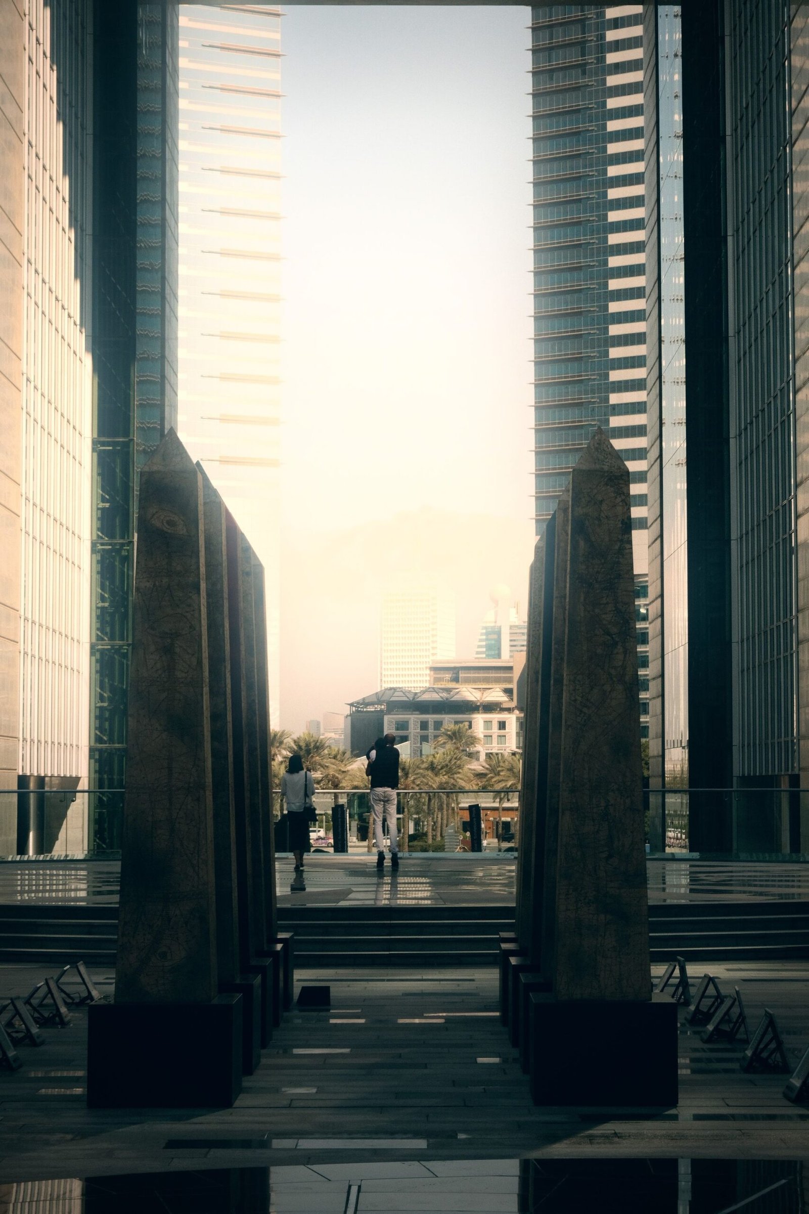 A view across a Dubai business district skyline