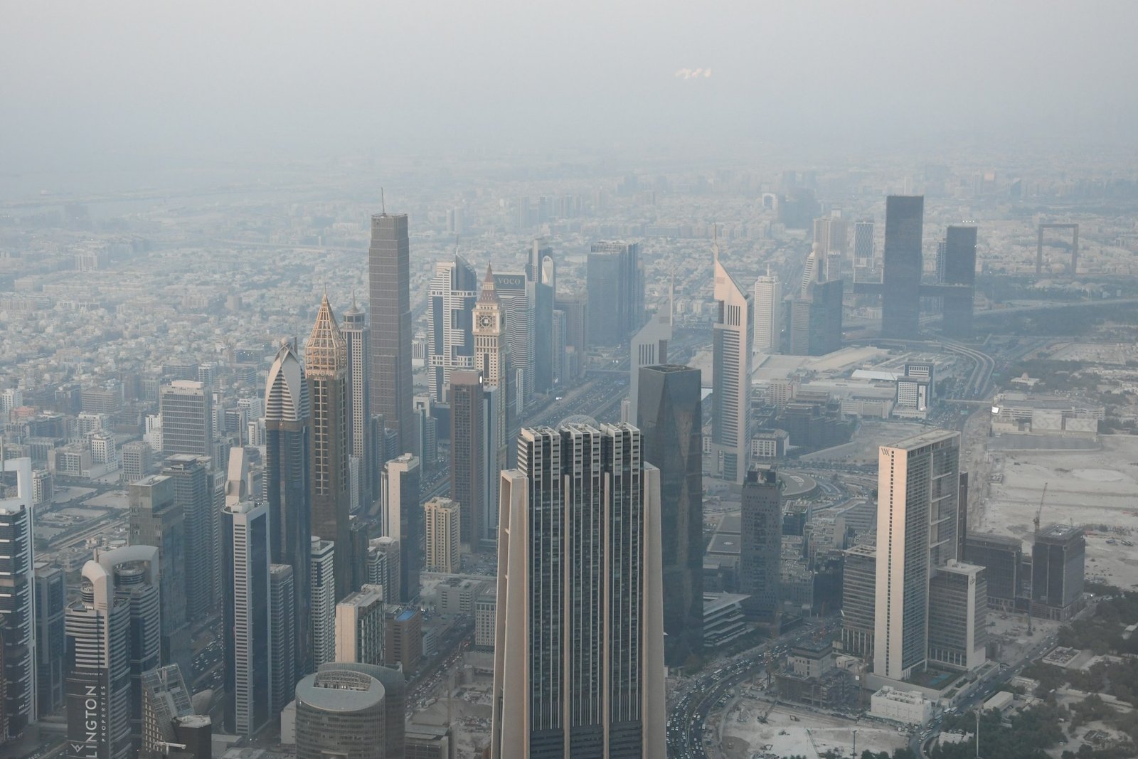 Dubai's skyline seen through afternoon haze