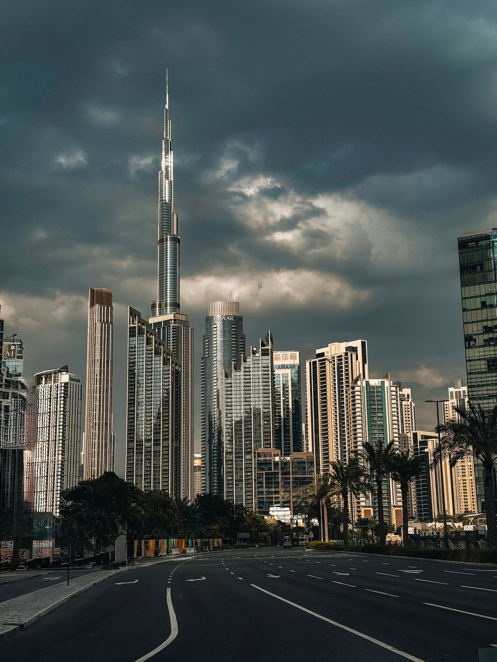 Towers along a Dubai street
