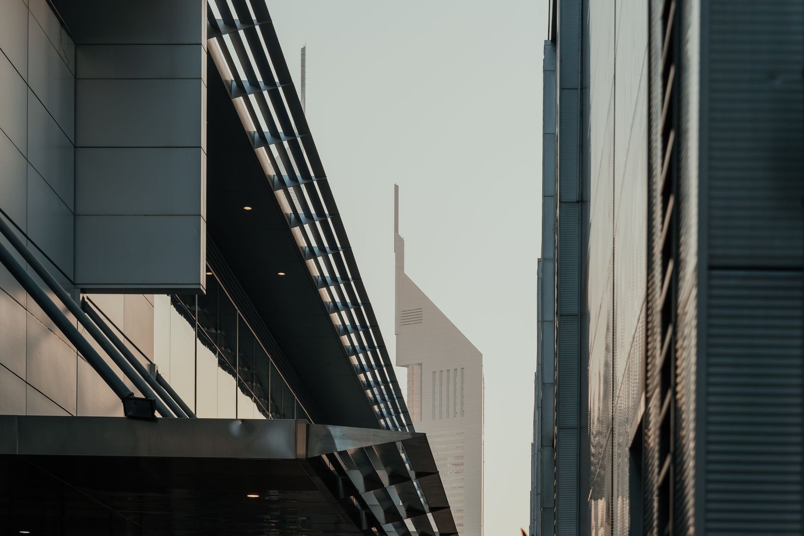 The lines of modern towers in Dubai